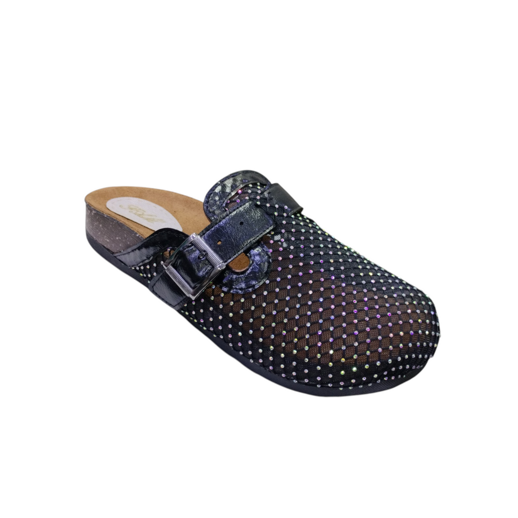 Midnight Sparkle Buckle Mule